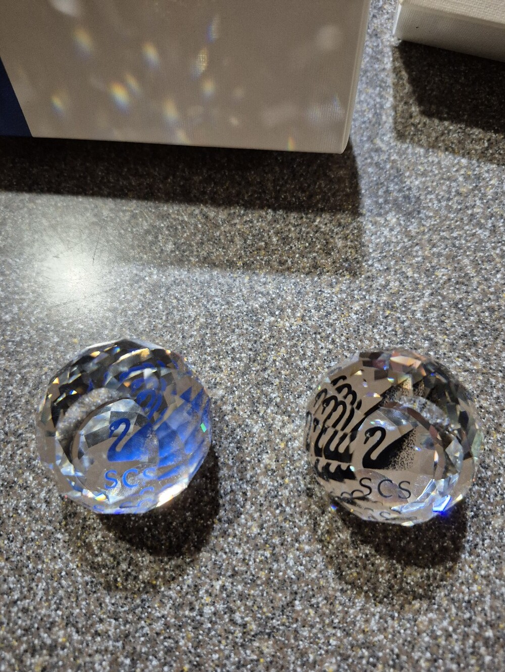 Vintage Swarovski SCS Crystal Paperweights Set of 2